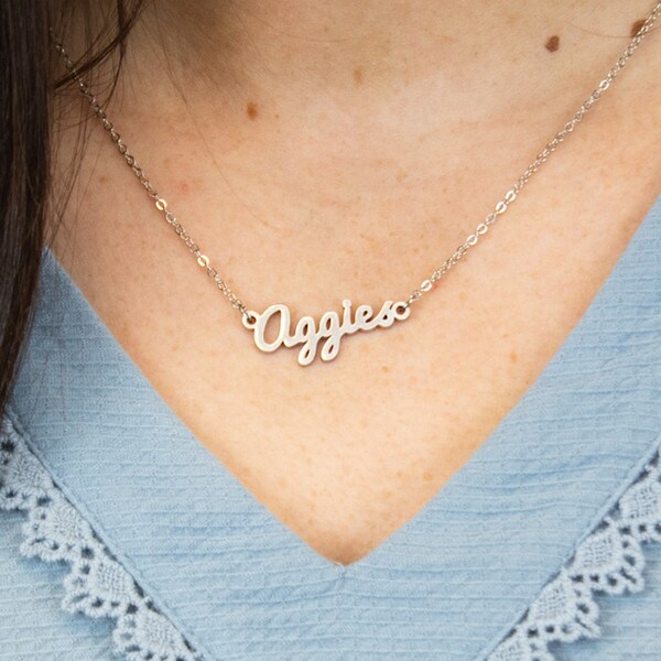 aggies script necklace utah state university